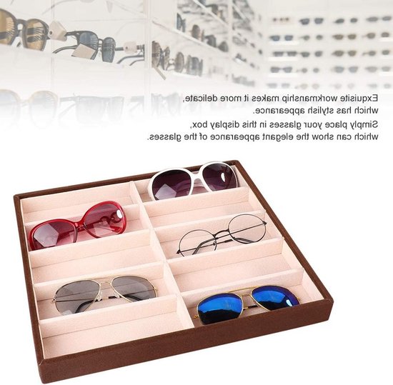 Zonnebril opbergdoos met 10 vakken, organizer voor brillen, juwelendoos en display case voor tafel of lade van Merkloos — afbeelding 5