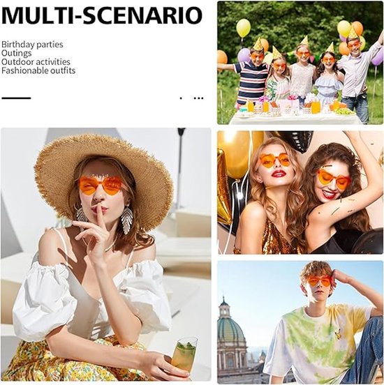 Zonnebrillen - Hartvormige zonnebrillen - Oranje zonnebrillen - Accessoire voor Koningsdag - Perfect voor Koningsdag, Carnaval en feestjes - 4 stuks - Oranje van Merkloos — afbeelding 2