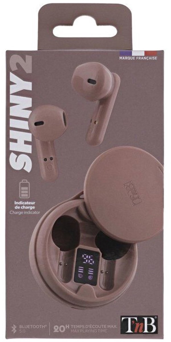 T'nb Shiny 2 TWS draadloze oordopjes - Inclusief oplaadcase - Bluetooth - Batterijduur van 20 uur - Touchbediening - Roze