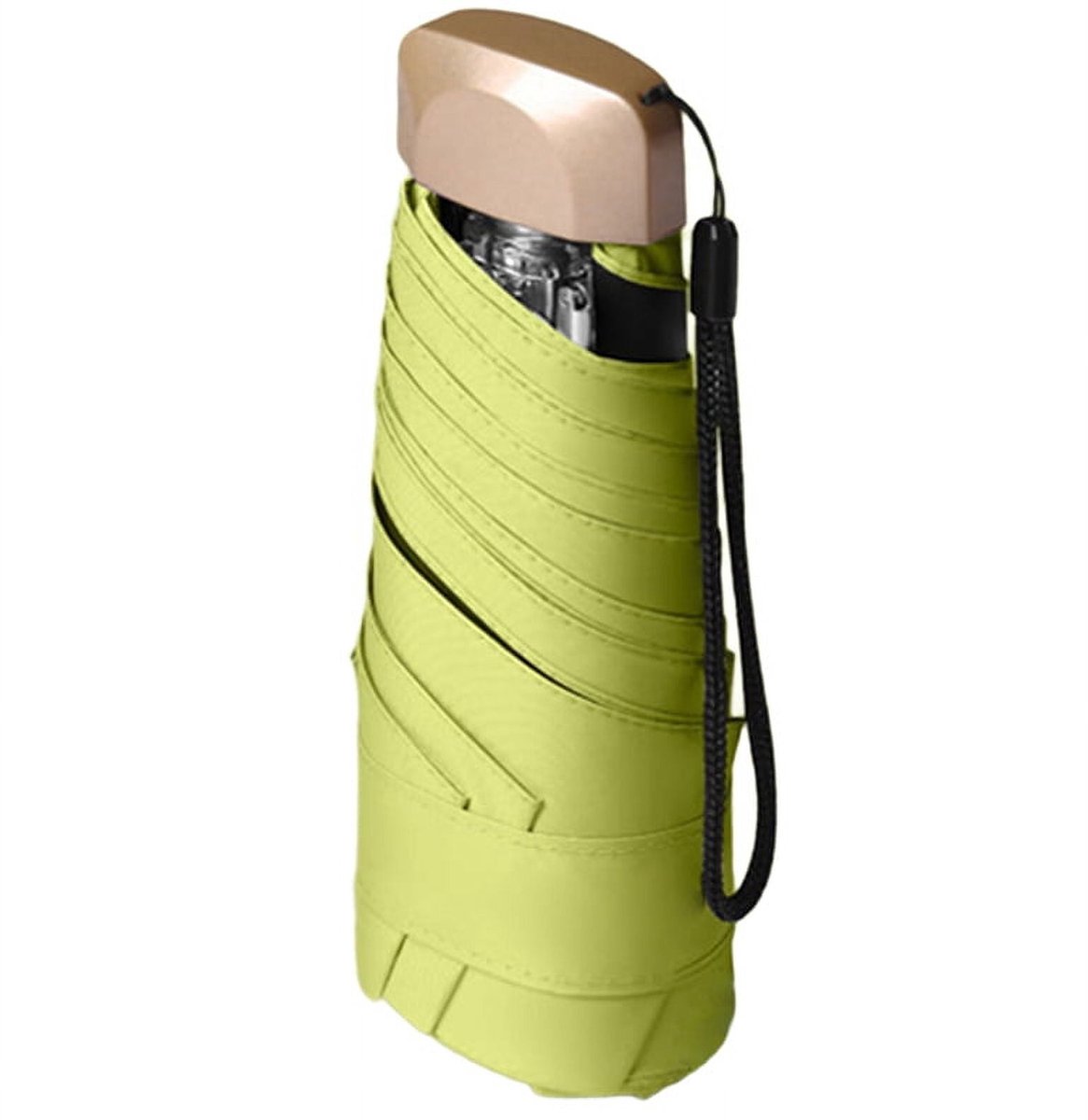 Vijfvoudig opvouwbare platte parasol, ultralichte opvouwbare zwarte plastic parasol, UV-bescherming, geschikt voor buitengebruik, multifunctionele parasol voor zon en regen - groen