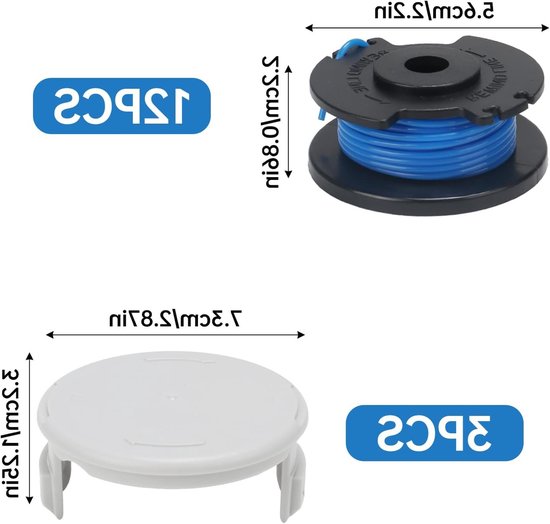 12-delige spoel voor bosmaaier met 3 caps, geschikt voor 18V, 24V en 40V modellen, blauw - ideaal voor tuinonderhoud en efficiënt maaien van Merkloos — afbeelding 5