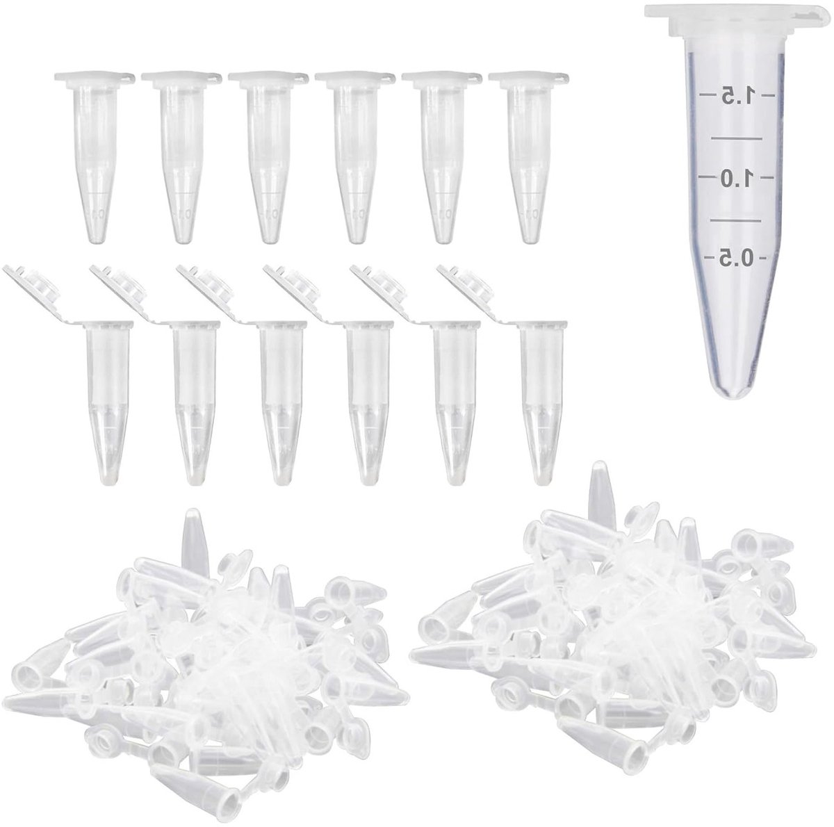 2 ml Microcentrifuge Tubes - 200 Transparante Plastic Centrifugebuisjes met Snap Closure en Conische Basis voor Laboratoriumgebruik