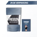 Verpakking van zwarte Trebin duimbrace met de tekst 'Built to Perform' en een handleiding.
