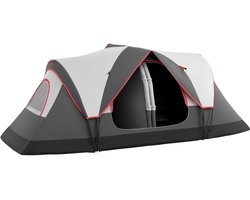Familietent - 6-8 personen - Tunneltent met twee slaapkamers - Inclusief waterdichte regenhoes (2000 mm) en opbergtas - Lichtgewicht en ademend - Eenvoudig op te zetten - Geschikt voor wandelen - 450x215x180cm