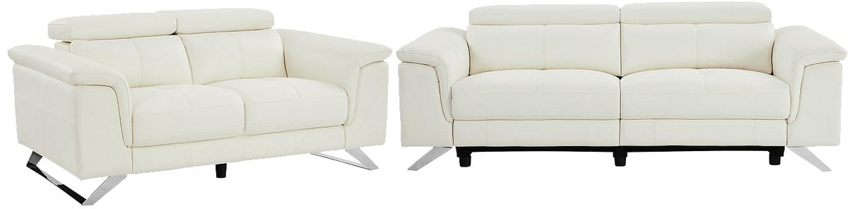 Vente-unique 3 zits elektrische sofa met 2 plaatsen van witte koeienhuid BREYT II