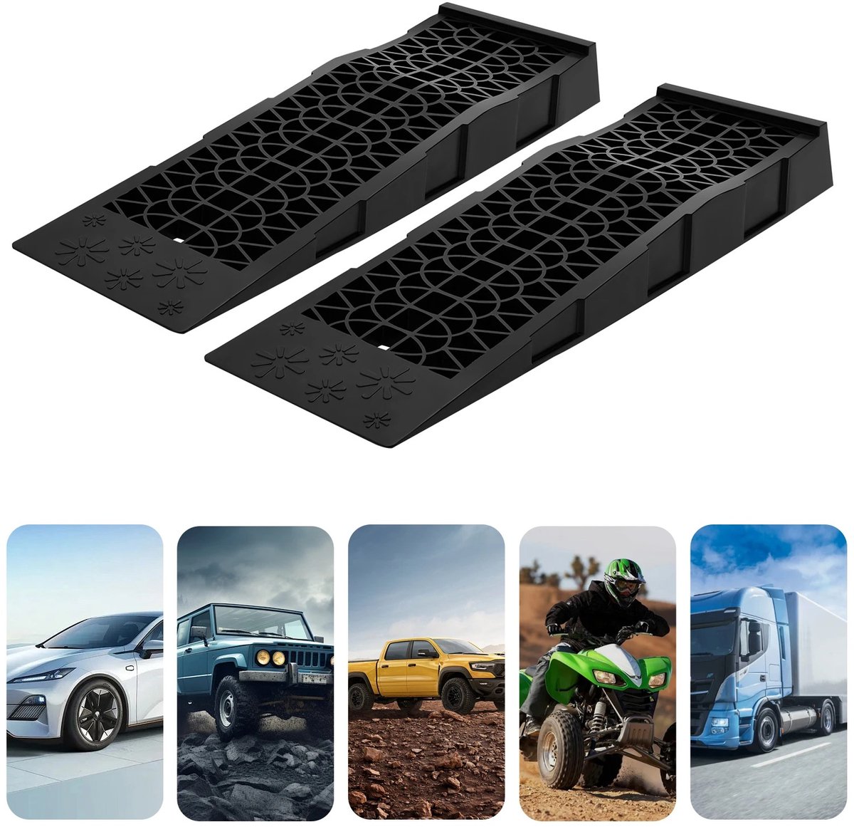 Lifero Oprijplaat - Oprijblokken - Autohellingen - Autodragers voor Garageonderhoud - 2-pack - Auto Verhogen - 3000kg per Set