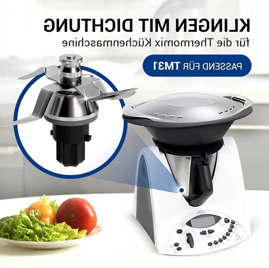 Vervangingsmes voor Thermomix TM31-4, roestvrijstalen messen met afdichtring, vaatwasserbestendig, ideaal voor kneden, malen en mengen van Merkloos — afbeelding 2