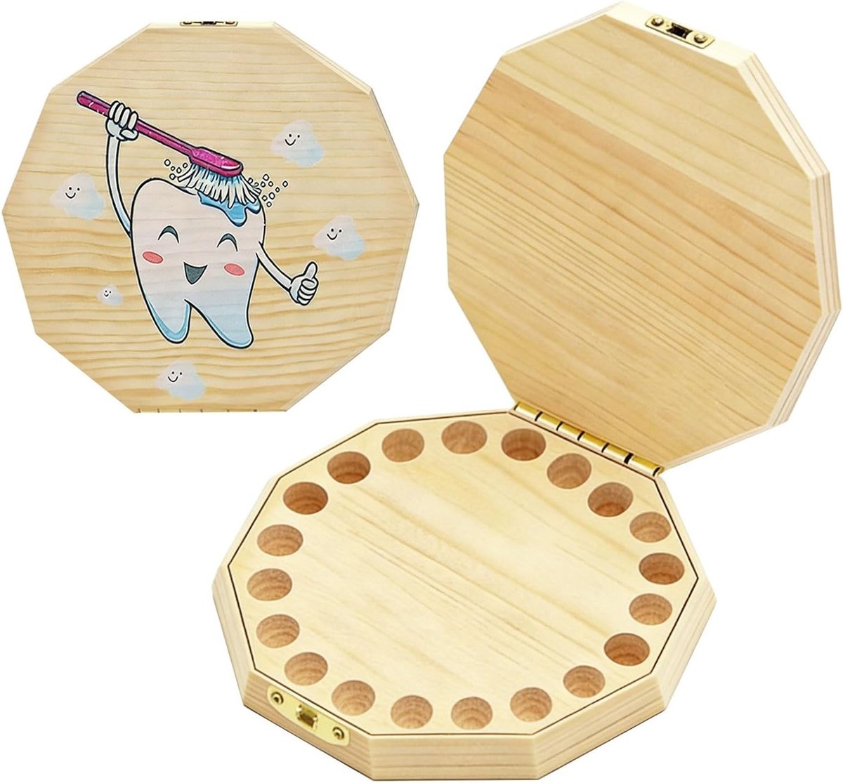 Houten Melktanddoos voor Kinderen, Opslagdoos voor Melktanden, Cadeau voor de Tandfee, Perfect voor Jongens en Meisjes