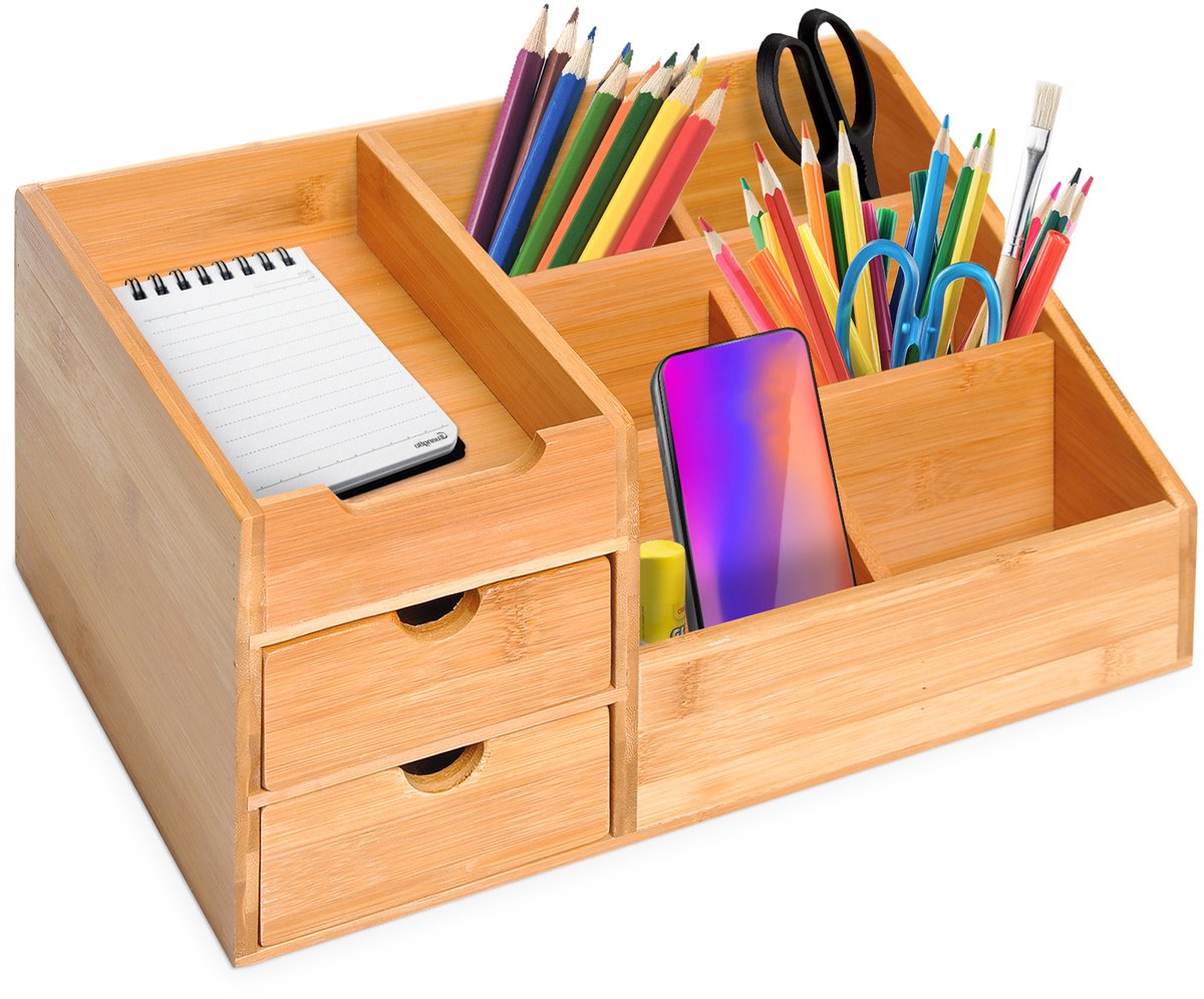 HOMCOM Bureau organizer 2 laden opbergdoos kantoor box organisatie natuur 833-462