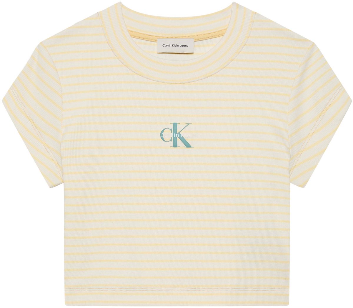Ck Jeans T-Shirt Striped Monologo Bab Fashion Wear Vrouwen Beige