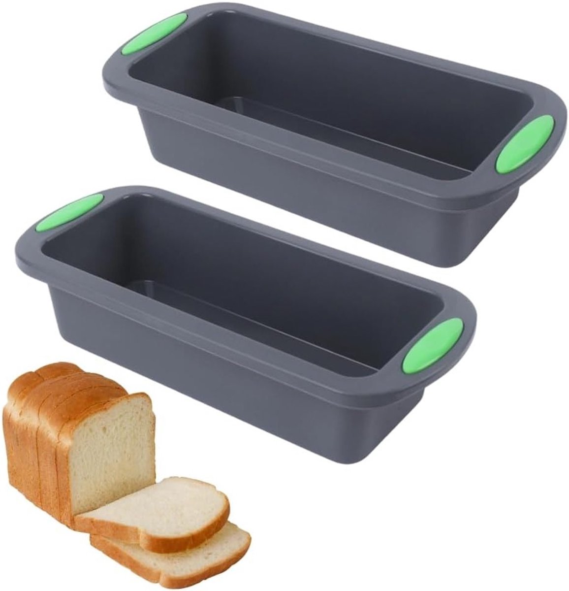 Set van 2 Siliconen Bakvormen voor Brood en Taart, Antikleef Bakvormen 28 x 12,5 x 6 cm, Ideaal voor Bakken en Gebak