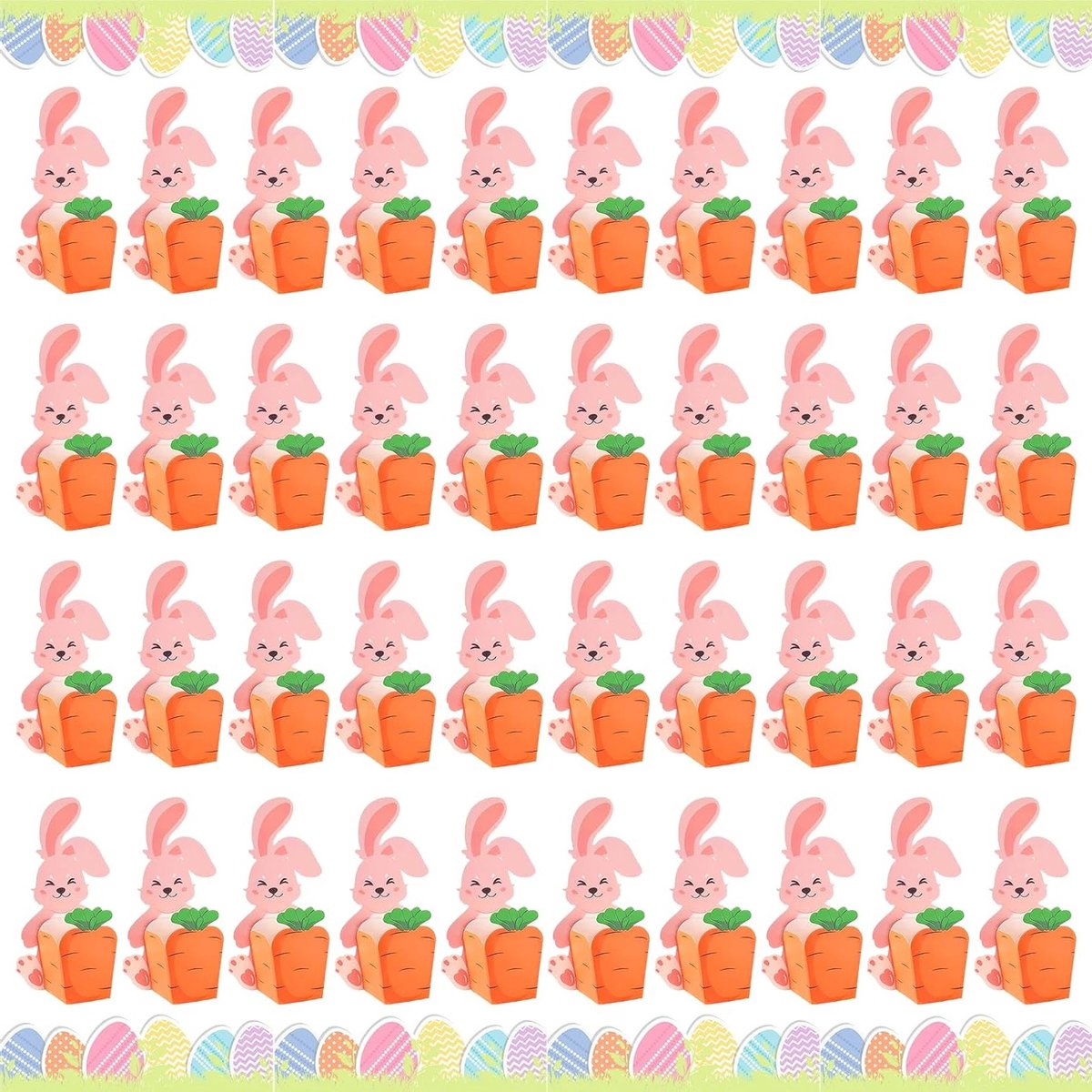 Cadeauverpakking voor Pasen, 40 kleurrijke geschenkdozen, feestelijke decoratie, snoepzakjes en koekjesdozen voor een vrolijke Pasen