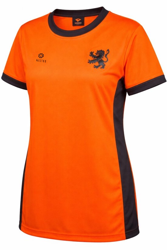 MAESTRO Oranje Koningsdag Shirt Dames Maat M - Voetbal Shirt Kleding - Nederlands Elftal WK Shirt 2026 - Zwart