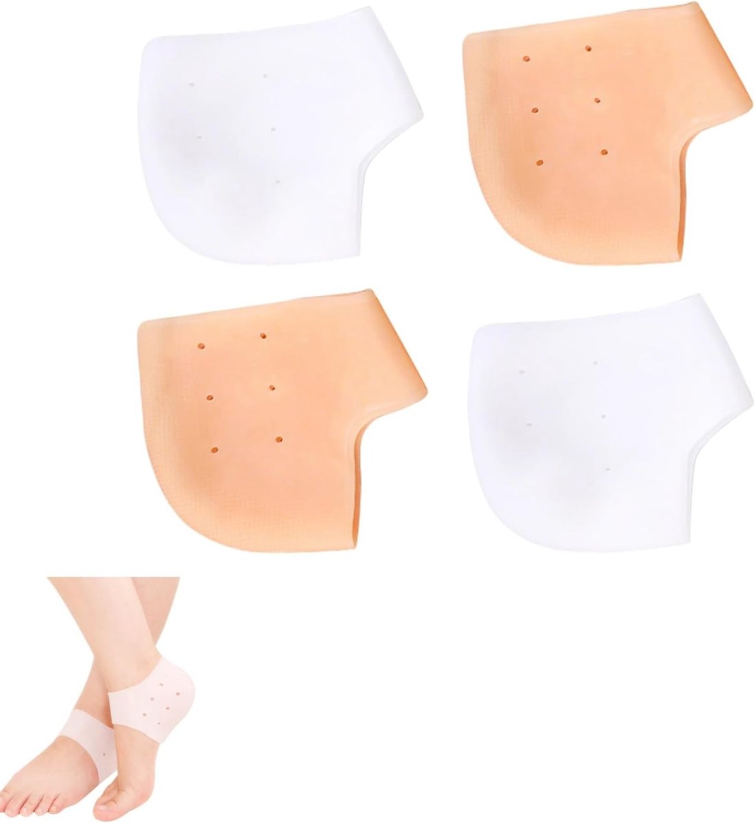 Hielbeschermers van siliconen voor comfortabele schoenen, zachte hielkussens tegen hielpijn, droge hielen en plantaire fasciitis, herbruikbare gel-hielkussens in huidskleur