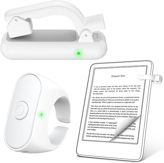 Page Turner – Afstandsbediening voor e-readers – Cameratrigger – Compatibel met diverse e-readers en tablets (voor het lezen van romans) – Wit
