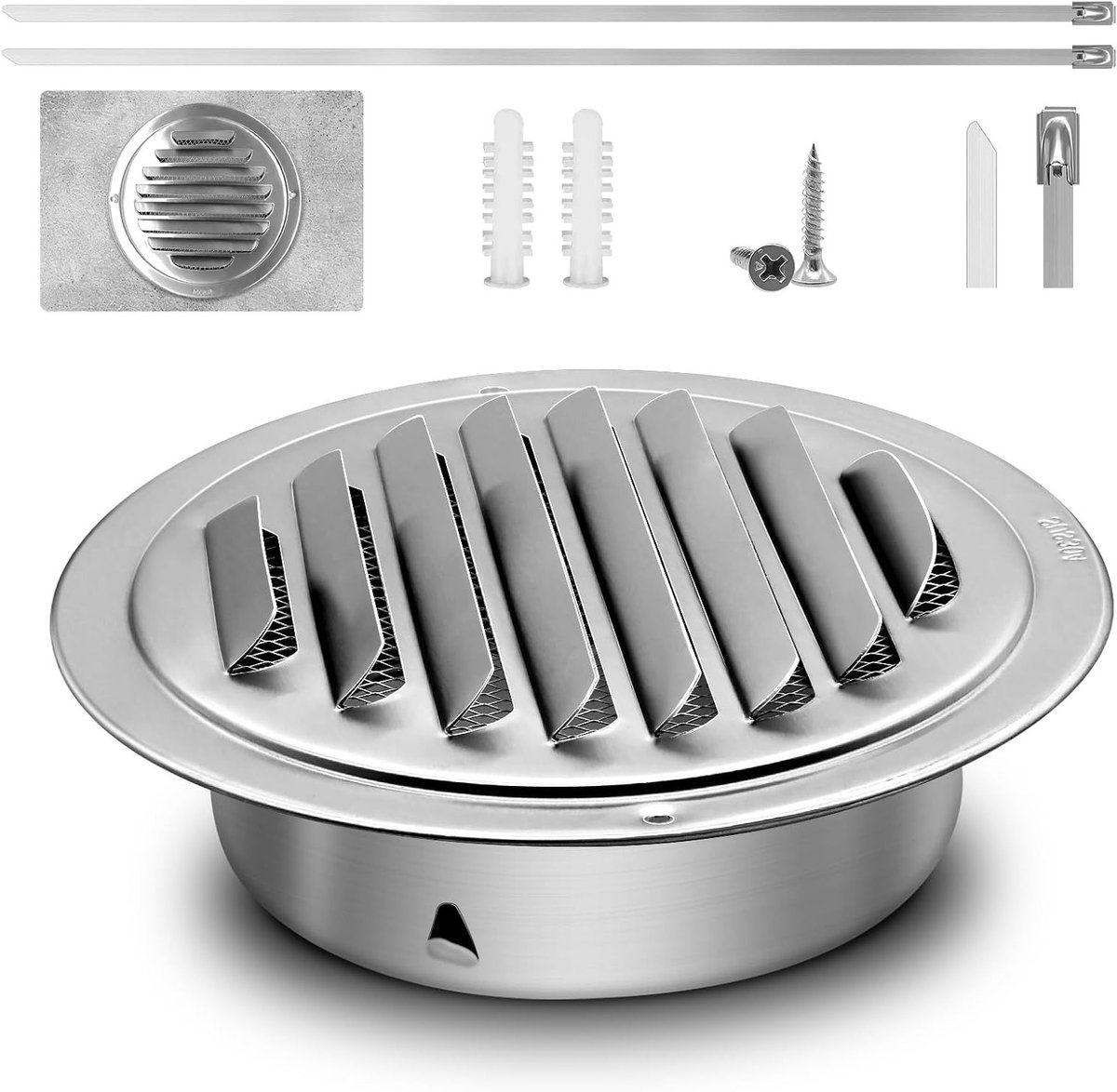Ronde Ventilatierooster 150 mm voor Afvoer van Lucht, Roestvrijstalen Insectenbescherming,