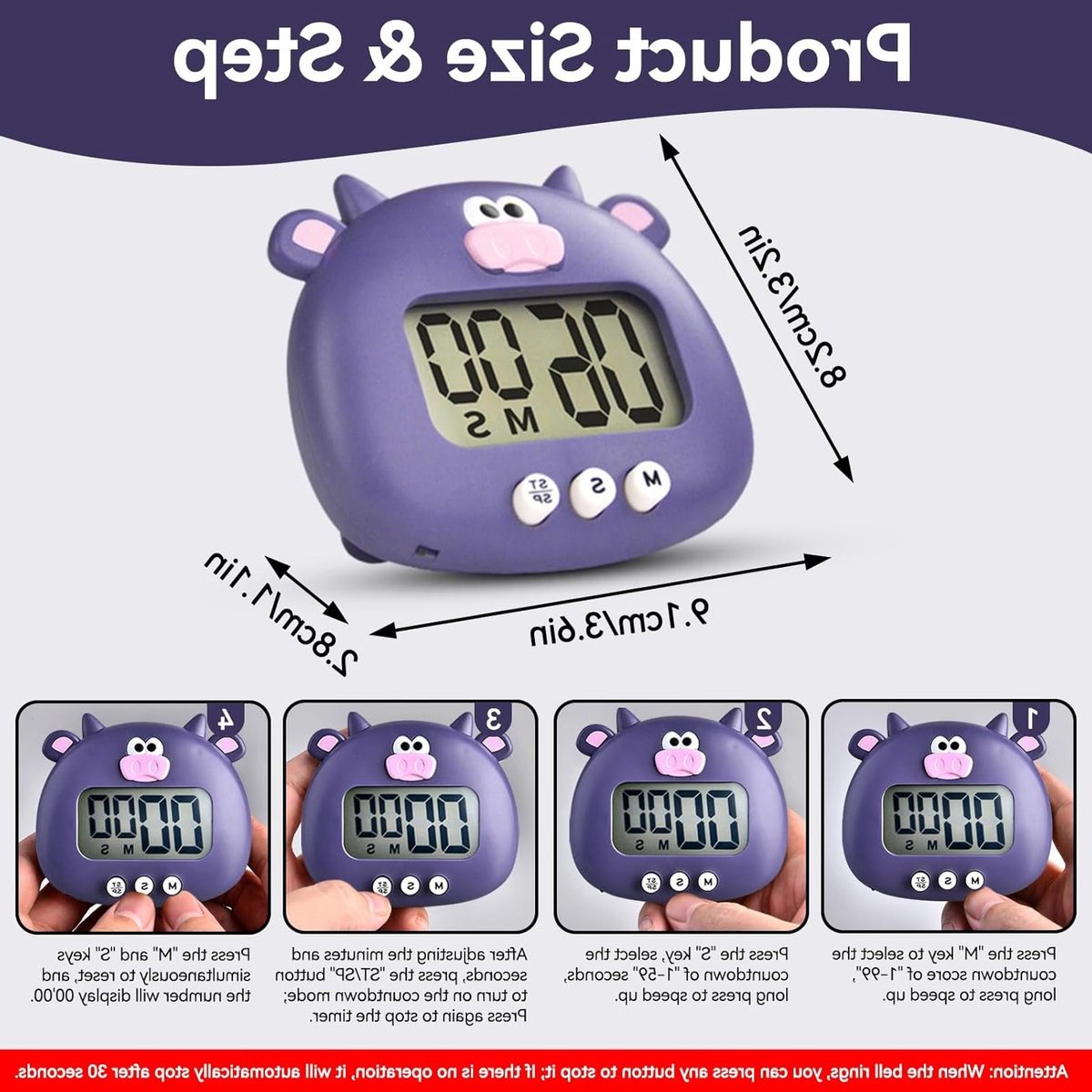 Schattige Cartoon Dieren Digitale Countdown Timer met LCD Display en Magnetische Bevestiging voor Koken en Bakken, Geschikt voor Kinderen en Volwassenen