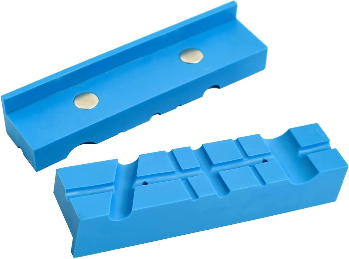 Set van 2 Magnetische Vise Jaw Pads - Duurzame TPU Rubber Covers met Multi-Groove Ontwerp voor Universele Vise Soft Jaws