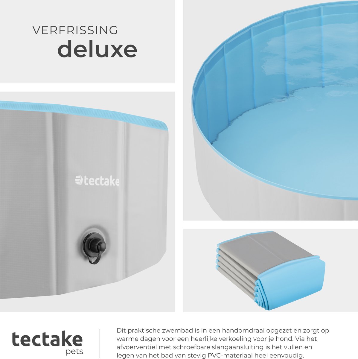 tectake® Hondenzwembad - Hondenpool- Zwembad voor honden - Ballenbak - Opvouwbaar - ⌀120 cm - Extra stevig - Eenvoudig te vullen en te legen thumbnail 5