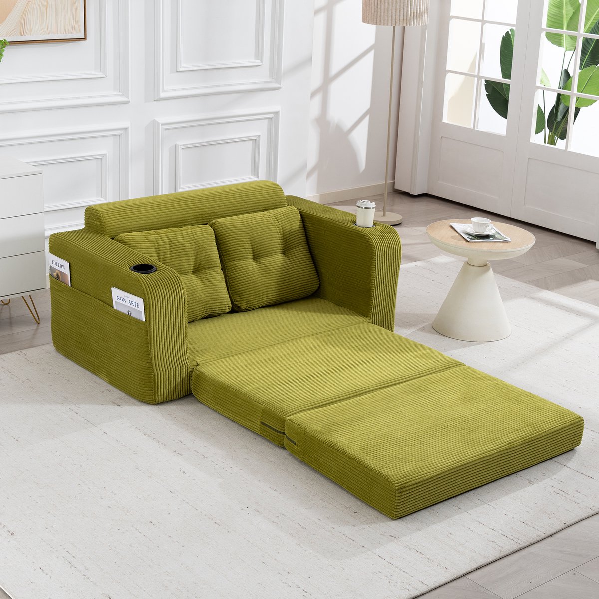 FloraGrace 2-Zits Vloersofa 136 x 80 x 82,5 cm - Modulair Met Bekerhouders - Voor Studio E
