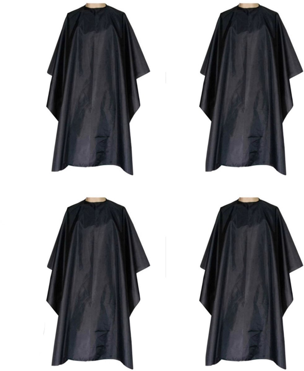 4-stuks Grote kappersmuts - Professionele kapperssjaal - Grote kapperssjaal - Knipsjaal - Kappersmuts - Kappersgereedschap - Met strik - 120*70 cm - Geschikt voor knippen, haarkleuring, make-up, styling, enz. - Zwart