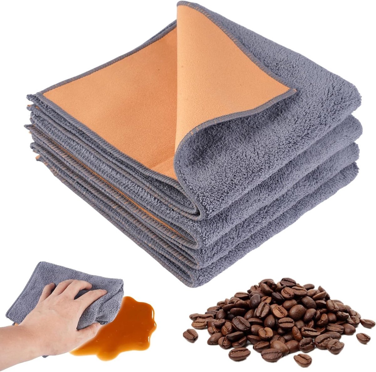 Set van 4 Dubbelzijdige Microvezeldoeken 30 x 30 cm voor Barista, Perfect voor Zeefdrager en Koffiemachine Reiniging