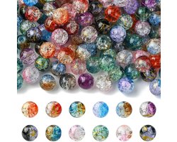 200 Pcs 10Mm Two Tone Crackle Glas Kralen Ronde Losse Spacer Crystal Kralen Craft Supplies Voor Sieraden Maken Diy Armband Ketting Oorbel Ambachten