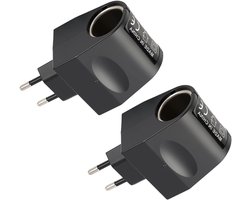 2 stuks spanningsomvormer 220 volt naar 12 volt, adapter sigarettenaansteker stopcontact voor navigatie, mini-koelbox, camera, compacte AC/DC-adapter auto op stopcontact netadapter