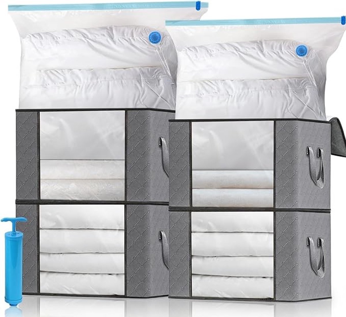 Complete vacuüm opbergset met handpomp voor kleding en beddengoed