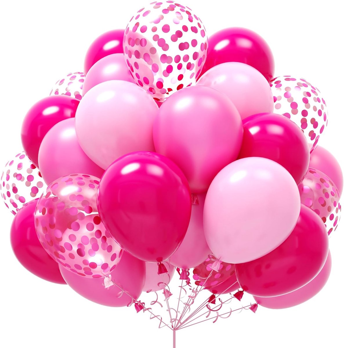 OLOEY Felroze en lichtroze ballonnen-60 stuks 30 cm premium roze latex ballonnen met confetti-perfect voor Valentijnsdag-verjaardagen-babyshowers-bruiloften en prinsessenfeesten