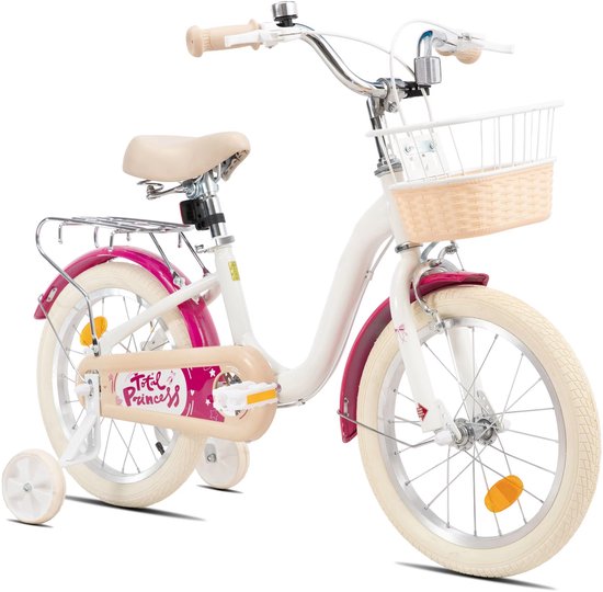 Kinderfiets - Voor kinderen van 3-10 jaar - Met zijwieltjes, fietsmandje en bagagerek - Paars, 41 cm van Merkloos — afbeelding 3