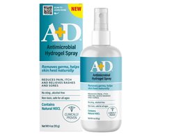 A+D Antimicrobiële Hydrogel Spray met Hypochloorzuur 113g – Alcoholvrij, Verzacht Huidirritaties & Roodheid, Helpt Reinigen, Niet-Prikkelend, Geschikt voor Alle Huidtypes