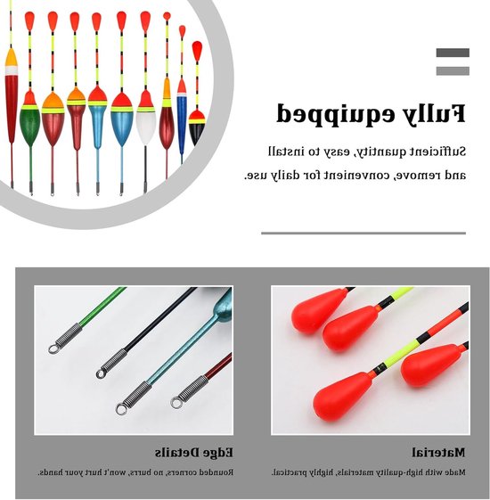 Set van 10 dobbers met rubberen stoppers, wervels en lood voor vissen in meren en vijvers, ideaal voor verschillende vismaten van Merkloos — afbeelding 3