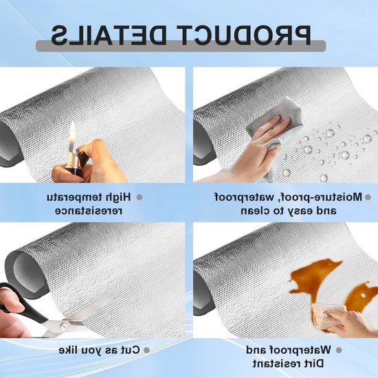 Zelfklevende Warmtebeschermmat van Aluminized Fiberglas Isolatie - Hoge Temperatuur Bescherming (60 x 280 cm) voor Veiligheid en Duurzaamheid van Merkloos — afbeelding 2