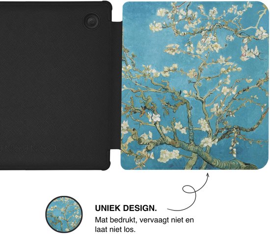 Lunso Geschikt voor Kobo Libra Colour hoes (7 inch) - Vegan Saffiano Leren sleepcover - Van Gogh Amandelbloesem van Merkloos — afbeelding 5
