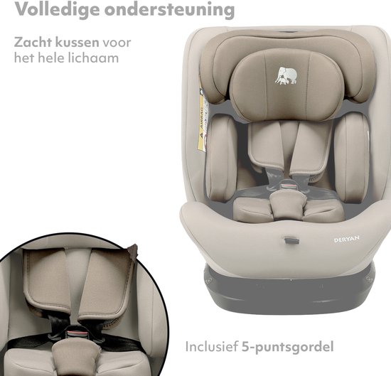 Deryan Clyde I-Size Autostoel - 40 tot 150 cm - Groep 0+/1/2/3 - Nougat van Merkloos — afbeelding 3