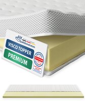 AM Qualitätsmatratzen Premium traagschuim topper 160 x 210 cm - 6 cm hoog - Aanpasbare, visco-elastische matrastopper 160 x210 - Hoogwaardige Tencel tijk - Traagschuim topper 6cm hoog - Made in Germany