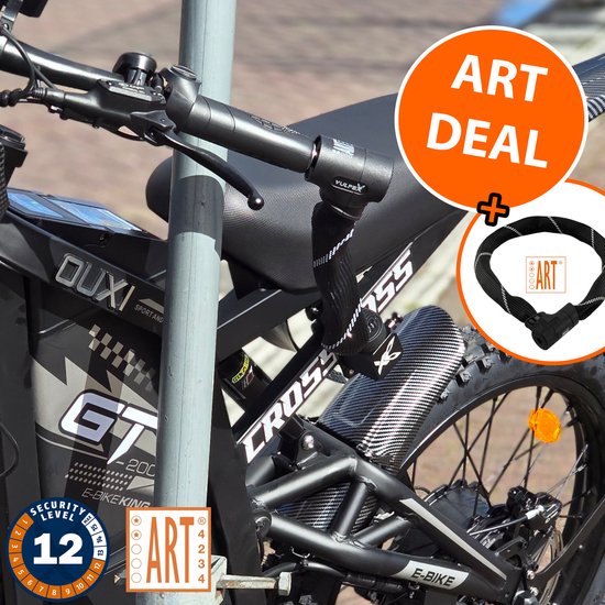 Fatbike Beveiligingsset Vulpex ART 2 Kettingslot + ProLock Slot + Thuisanker Muurpin Betonboor
