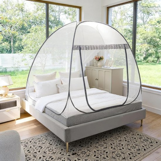 Vouwbaar Muggennet voor Bed 180 cm x 200 cm - Mobiele Insectenbescherming, Ideaal voor Reizen en Buitenactiviteiten, Draagbaar en Praktisch Muggentent
