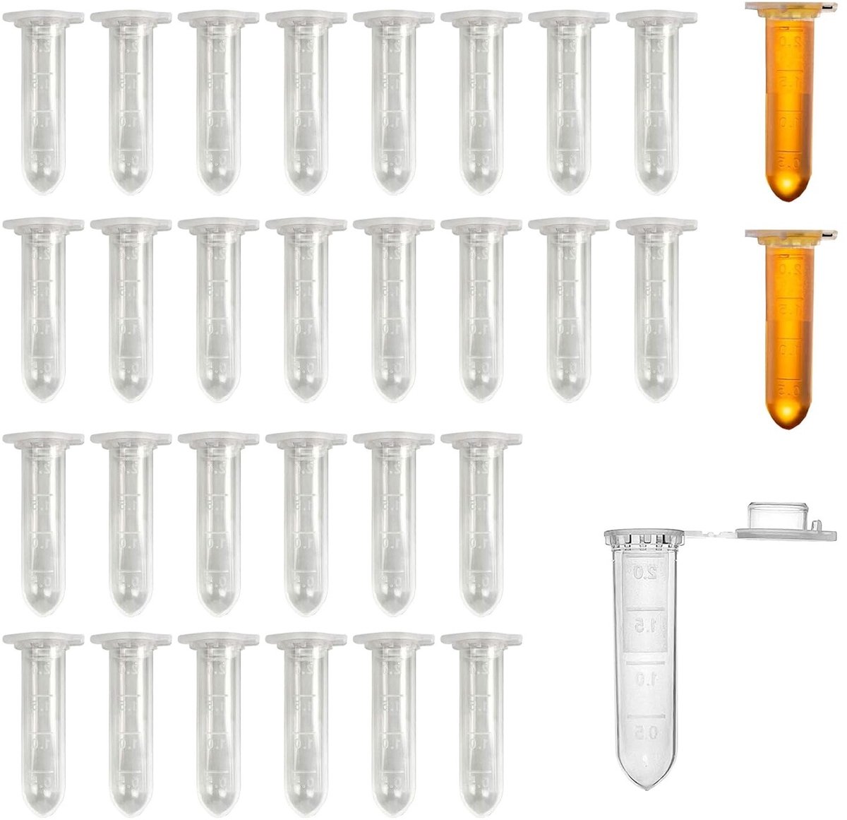 300 stuks centrifugebuisjes 2 ml met polypropyleen dop voor laboratoriumtests en experimenten