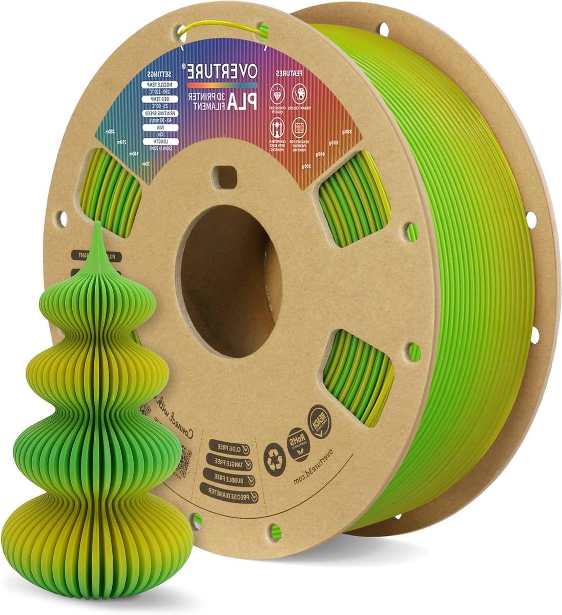 PLA Filament - 3D Print Draad - 3D Printen - Nauwkeurige Diameter - 175 mm 1 kg - Avocado