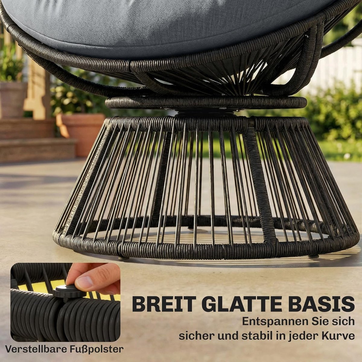 Papasan Stoel Draaibaar 360° – - Grijs - 360° – Meuble Paris Lounge - Medahomestore