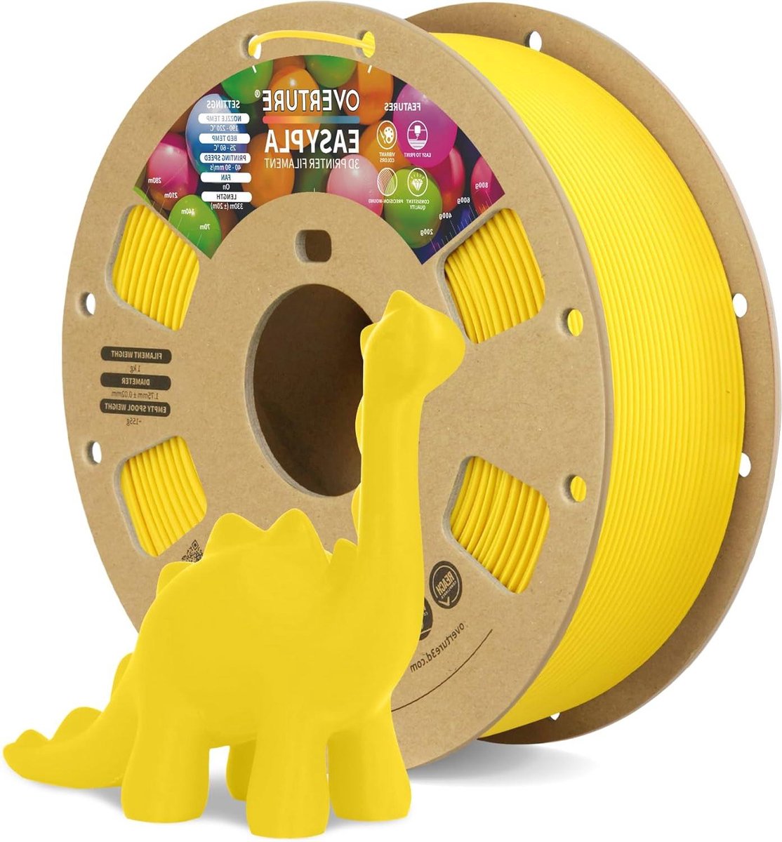 3D Printer Filament - PLA Draad - Hobby Projecten - Versterkte Taaiheid - 1.75 mm 1 kg - Geel