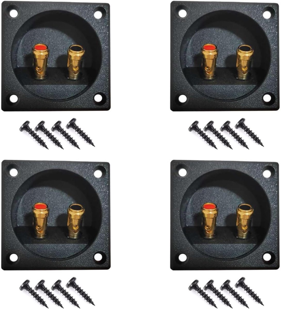 Luidspreker Aansluiting - Terminal Cup Binding Post - Audio Aansluiten - Vierkante 2-Weg - 56mm Diameter - Zwart