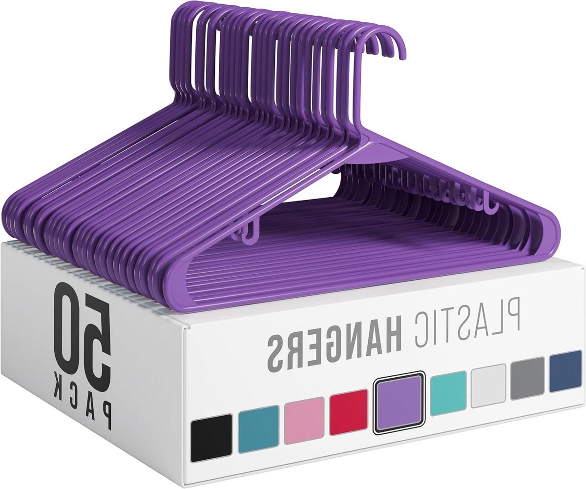 Plastic Hangers - Kleerhangers - Kast Organiseren - Niet-breekbaar Plastic - 50 stuks - Paars