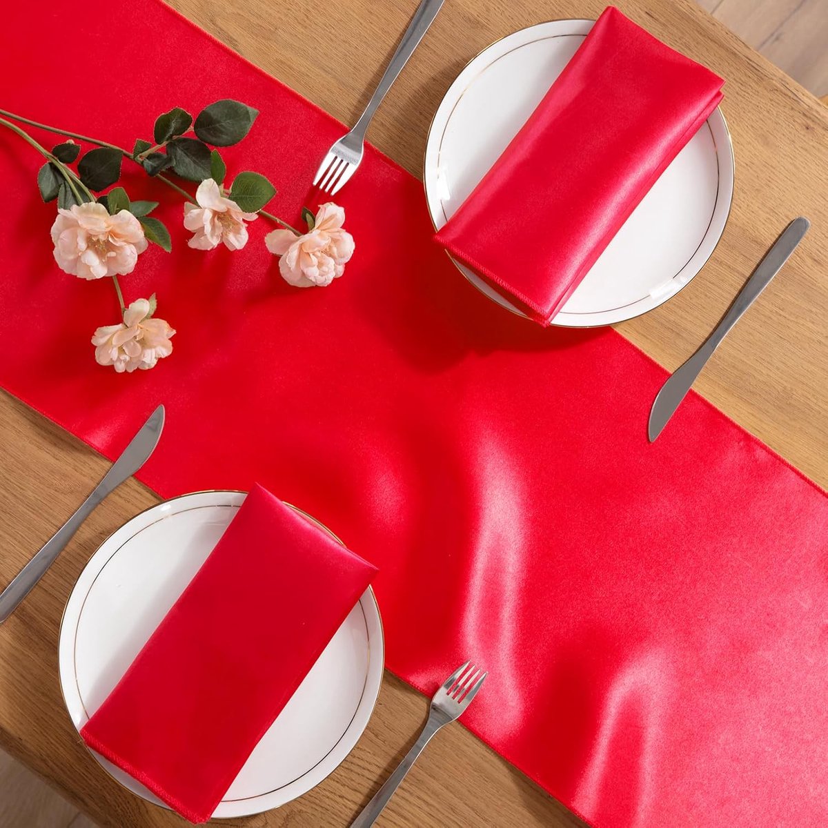 Satijnen Tafellopers - Decoratieve Lopers - Tafel Decoratie - Gladde Stof - 30 x 275 cm - Rood