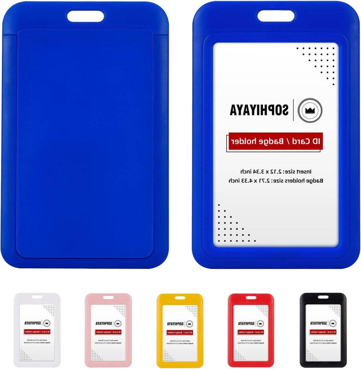 Glijdende ID-badgehouders - Kaarthoesjes Werkpas - Identificatie Tonen - Dubbele Kaarthouder - 11 x 6.9 cm - Blauw