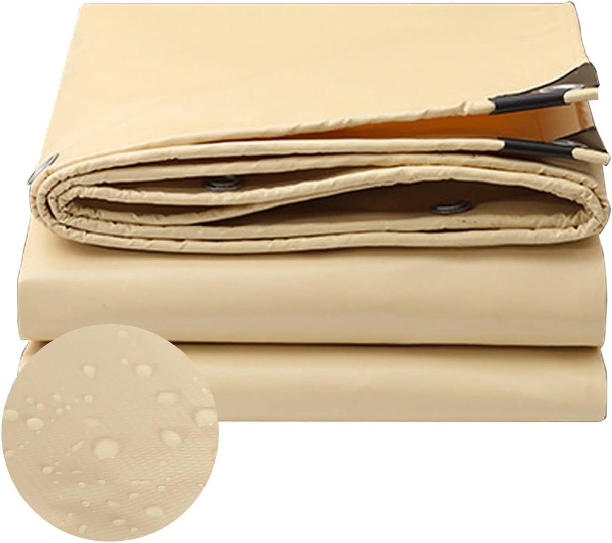 Afdekzeil met Ringen - Beschermzeil Zeildoek - Buitenbescherming - Waterdicht Scheurvast - 1.6 x 3.8 m - Beige