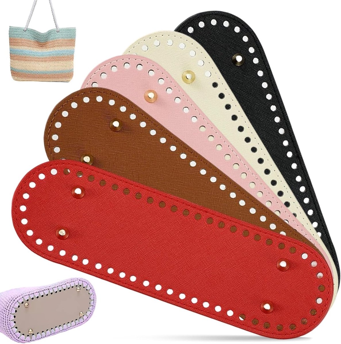 5 Stuks PU Leren Bodem voor Handtassen, Schoudertassen en Portemonnees, DIY Accessoires voor Vloer Shaping en Haakbevestiging