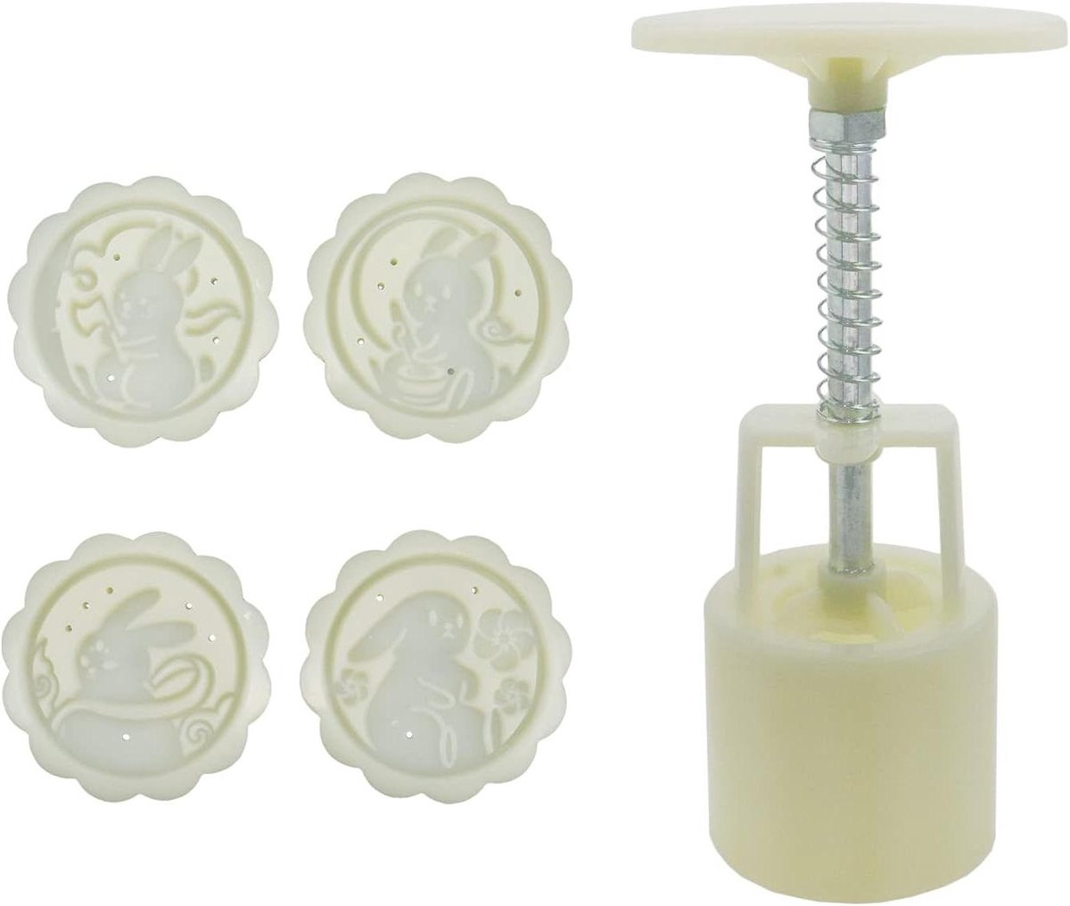 Koekjesstempel Maanvorm - Bakvorm Set - Koekjes Bakken - 4 Delige Set - 50g - Wit
